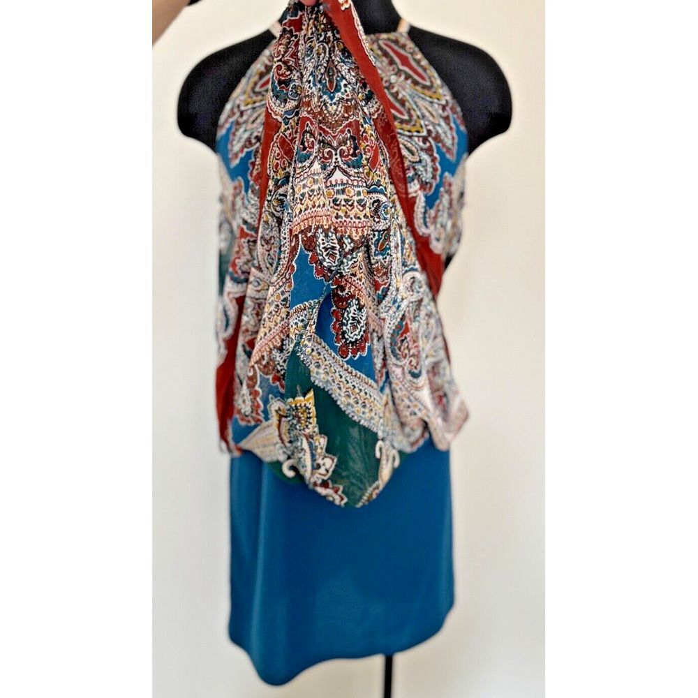 INC Halter Paisley Handkerchief Hem Dress Lined International Concepts Summer 6 - Picture 8 of 13